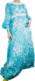 Turquoise 1960s Turquoise & White Maxi   M