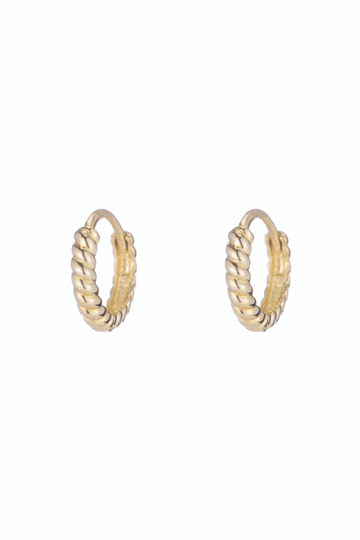 Twisted Petite Hoop - 14k Yellow Gold