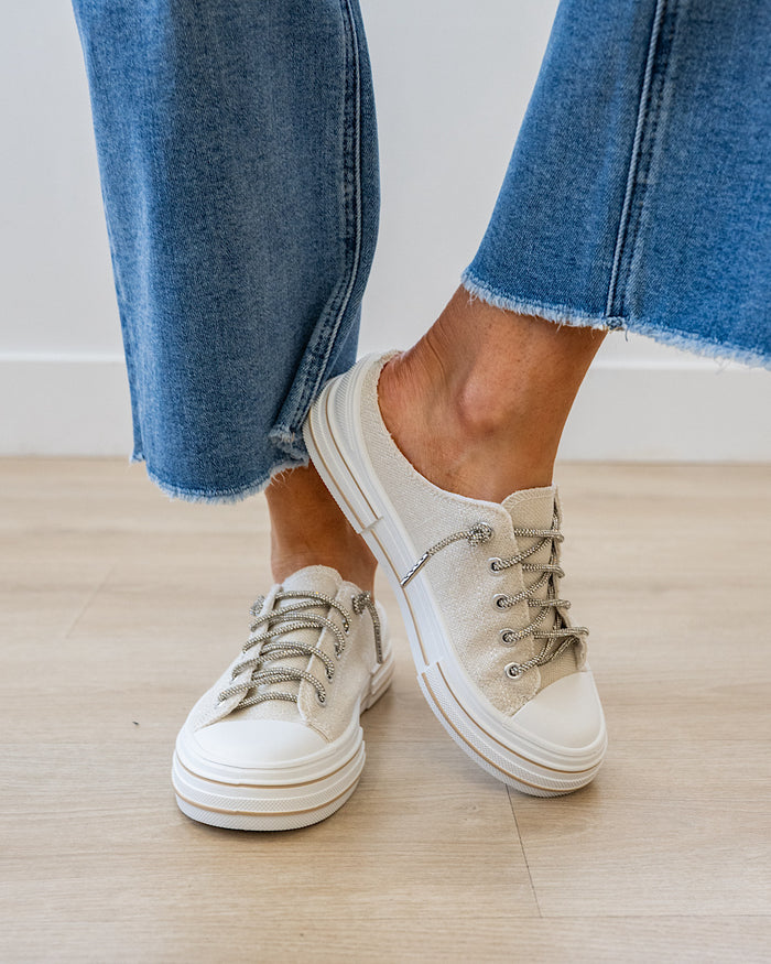 Very G Aman Sparkle Slip On Sneakers - Natural Very G