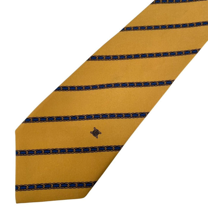 Vintage Celine Paris Yellow and Navy Blue Silk Tie