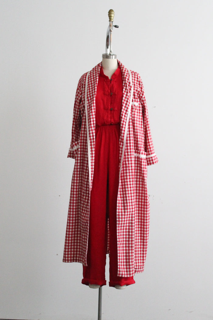 vintage gingham cotton duster