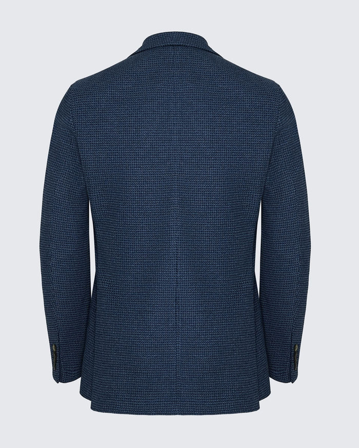 Wallis Cotton Jersey Check Blazer Blue