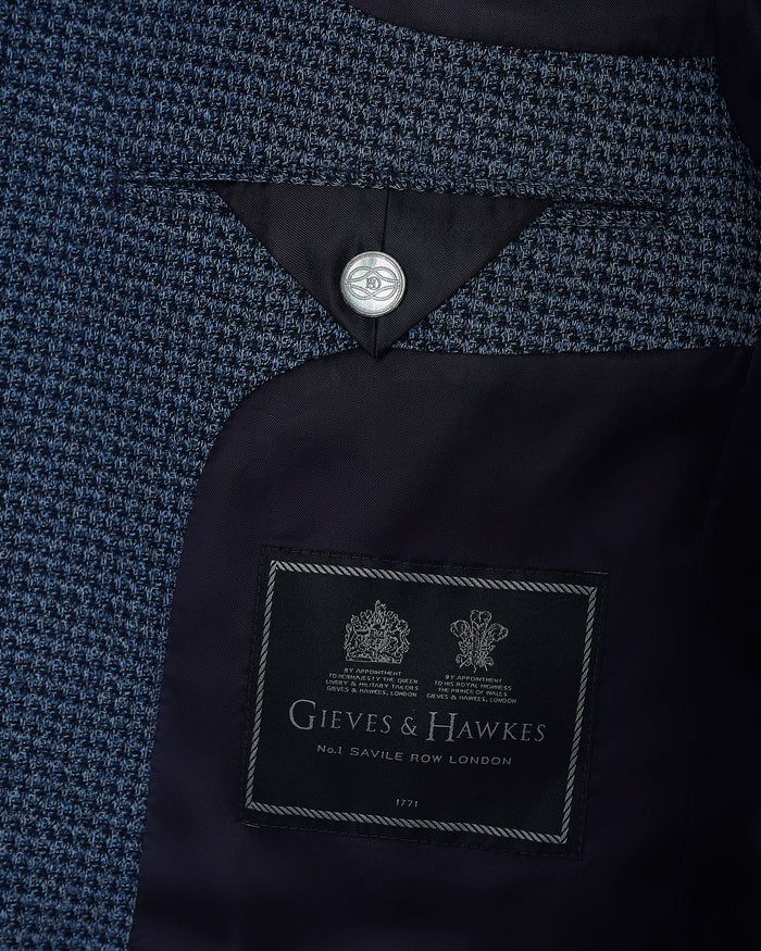 Wallis Cotton Jersey Check Blazer Blue