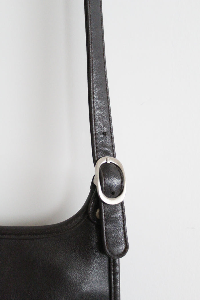walnut vegan leather shoulder bag
