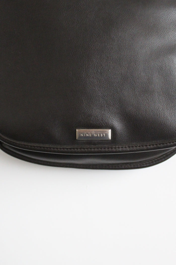 walnut vegan leather shoulder bag