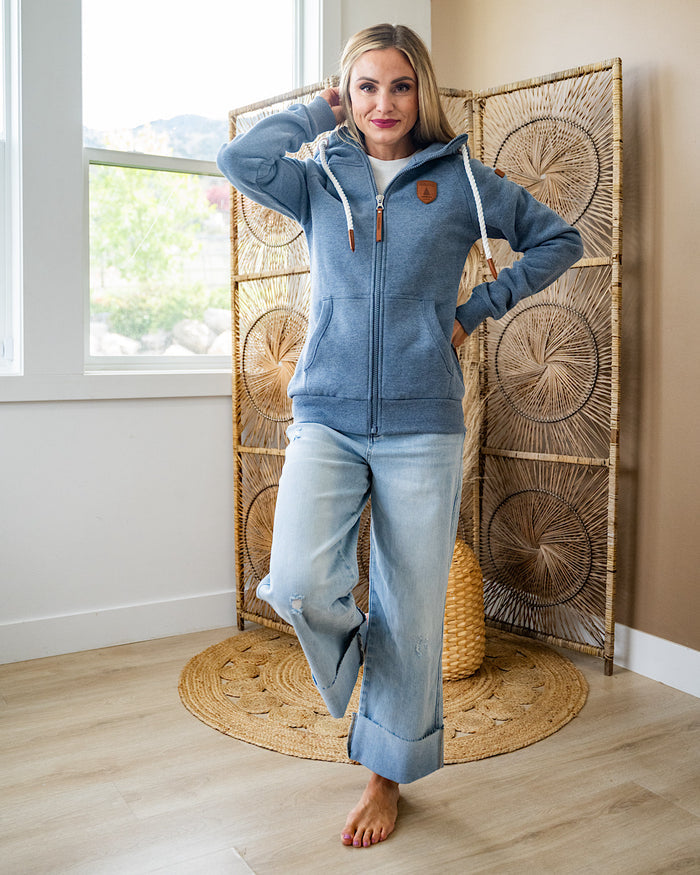 Wanakome Hera Full Zip Hoodie - Heather Blue FINAL SALE Wanakome