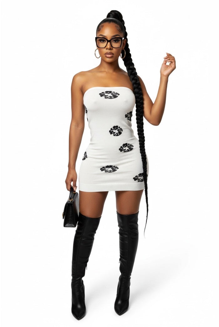 Watch & Learn - Sleeveless Tube Spotted Print Mini  Dress