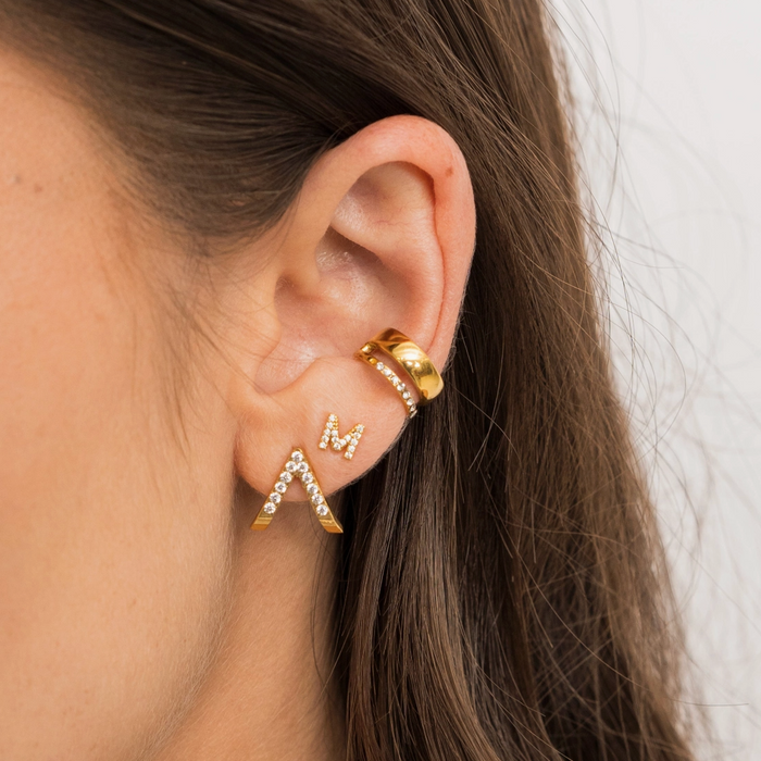 Waterproof Gold Diamond V Studs