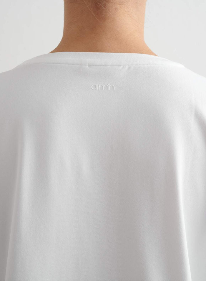 White Soft Basic Roll Sleeve Top