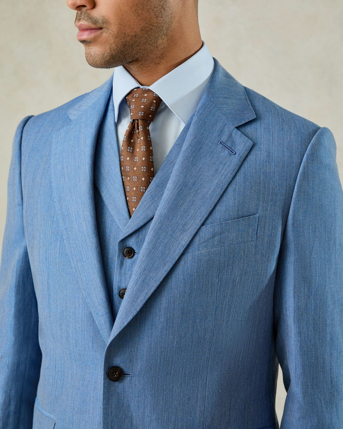 Wilson Wool Linen Suit Jacket Mid Blue