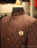 Wine Jacquard Jodhpuri Suit