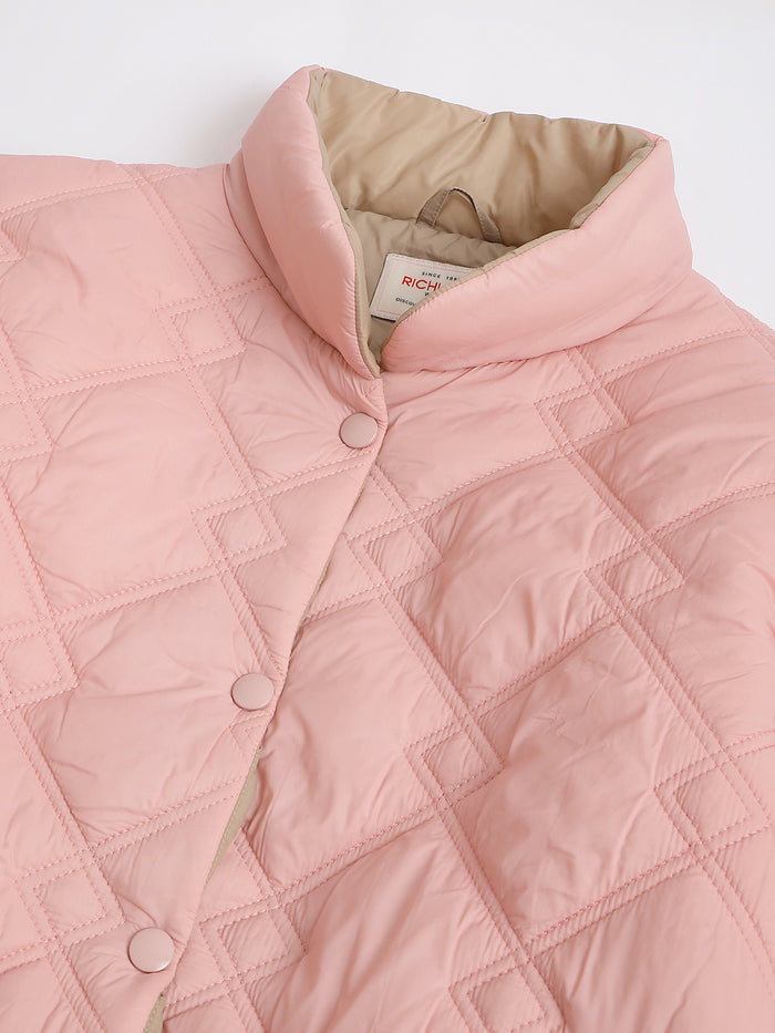 Women Pink Regular Fit Puffer Jacket