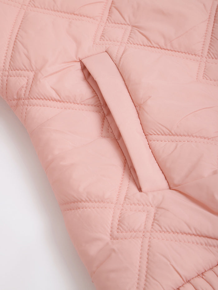 Women Pink Regular Fit Puffer Jacket
