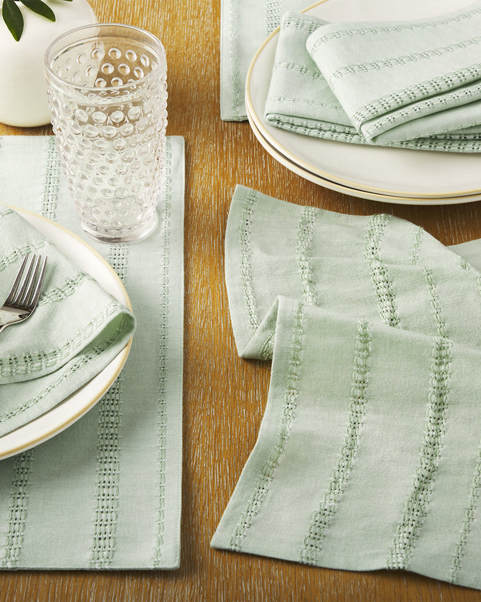 Woven Napkin Set in Sage Green