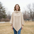 Yana - Faux Fur Collared Poncho - Cream