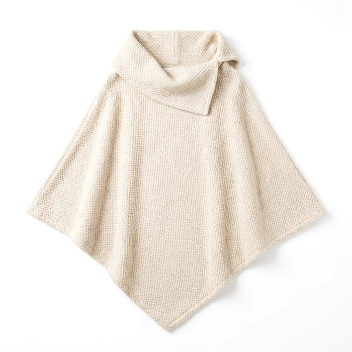 Yana - Faux Fur Collared Poncho - Cream
